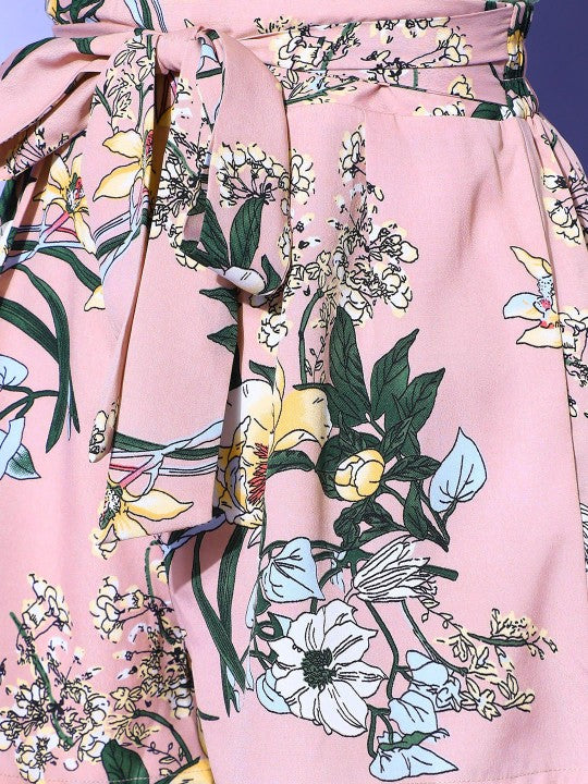 Women Beautiful Pink Floral Vacay Attire