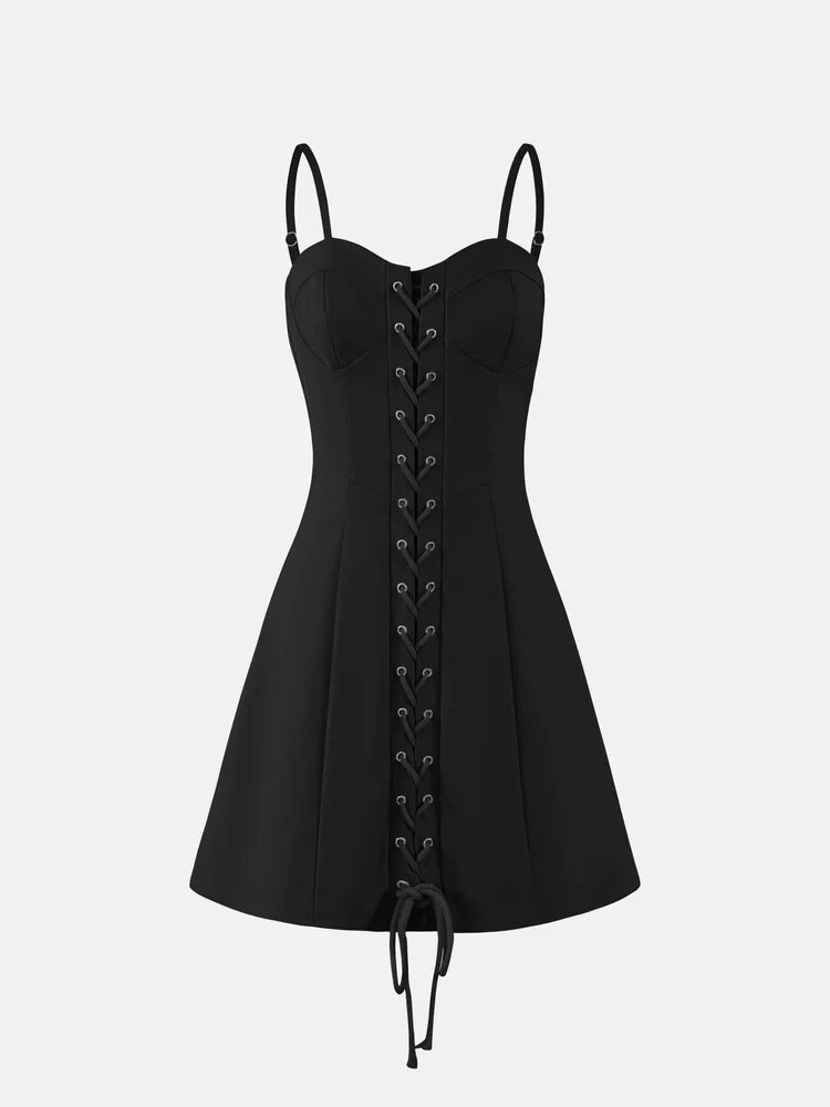 Lace Up A-line Dress