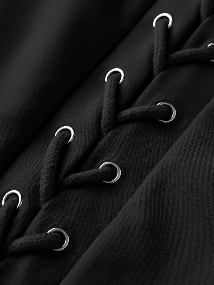 Lace Up A-line Dress